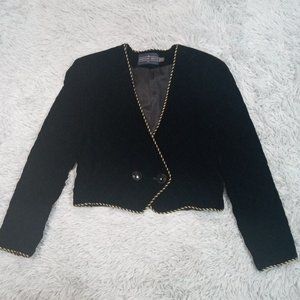 Vintage Herman Geist Womens‎ Blazer Black 12 Lined Button Career Business